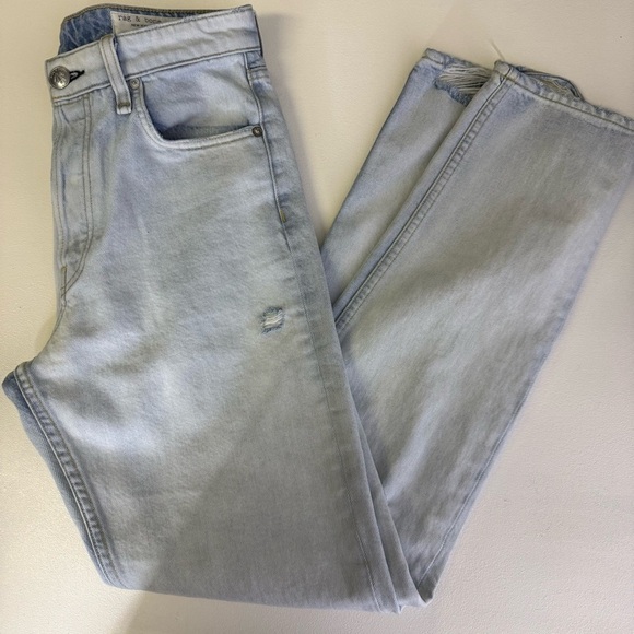 Rag & Bone Maya High Rise Slim Leg Light Blue Distressed Jeans Size 27 - Picture 8 of 9